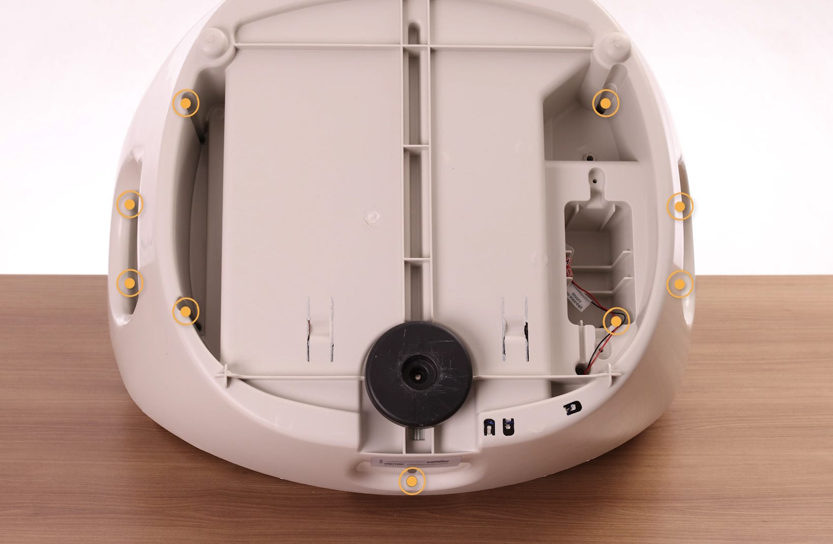Removing screws to separate base halves