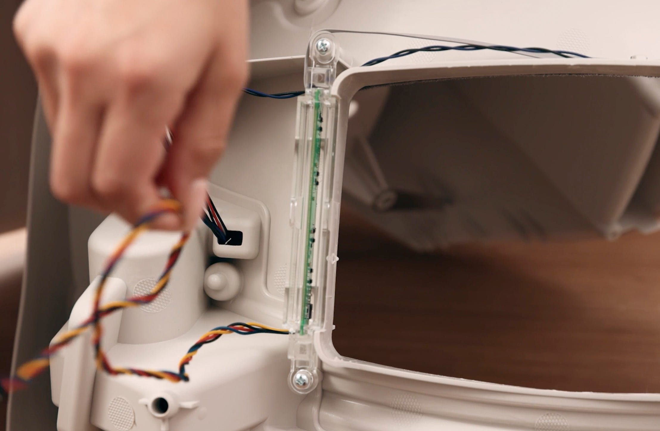 Pulling DFI wires through the hole on right side