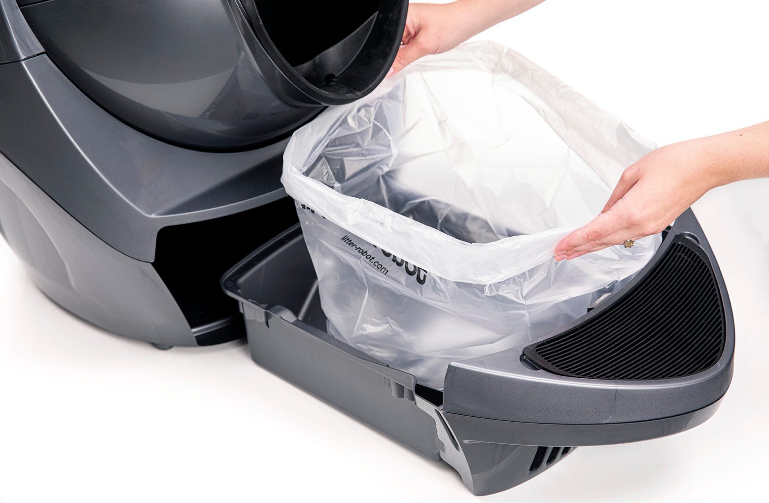 Adding the bag to Litter-Robot 3- Open a new waste drawer liner or bag